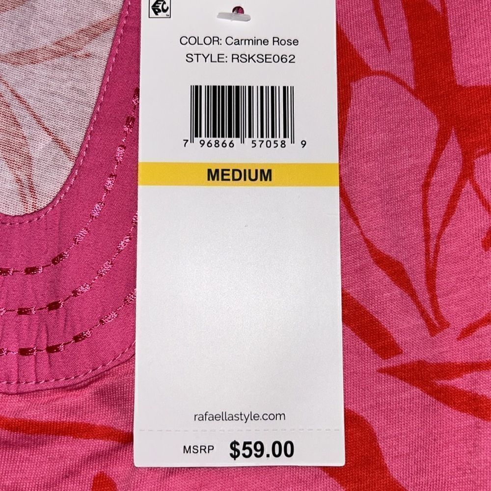 NEW Rafaella Pink And Red V Neck Top - Picture 3 of 7